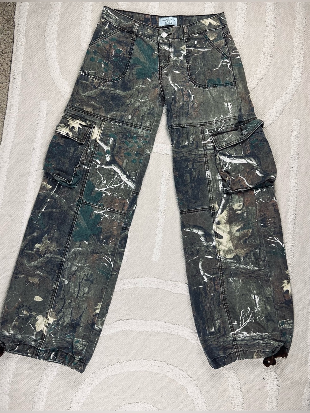REVICE Denim Amelia Pant Oakland Cargo Pants Low Rise Revice Camo Pants Size 25 - Picture 3 of 15
